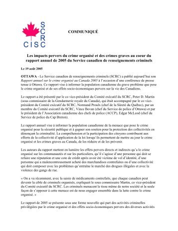 Version imprimable - Service canadien de renseignements criminels