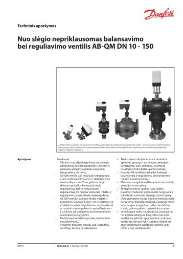 Nuo slėgio nepriklausomas balansavimo bei reguliavimo ... - Danfoss