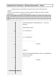 Quadratische Funktionen Ã¢Â€Â“ ÃƒÂœbungs-Klassenarbeit Ã¢Â€Â“ Name: