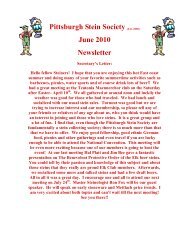 Pittsburgh Stein Society (Est. 2008) June 2010 Newsletter