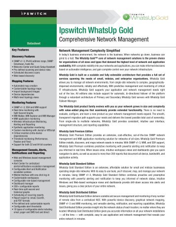 Datasheet Key Features Network Management ... - WhatsUp Gold