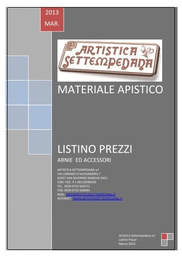 MATERIALE APISTICO LISTINO PREZZI - Bbc