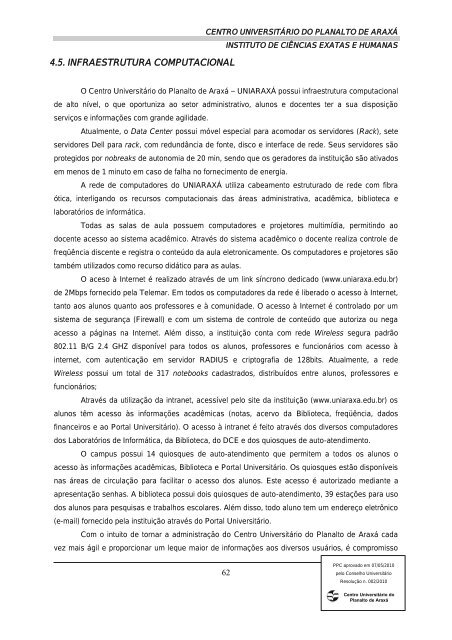 10 - PLANO DE DESENVOLVIMENTO INSTITUCIONAL - Uniaraxá