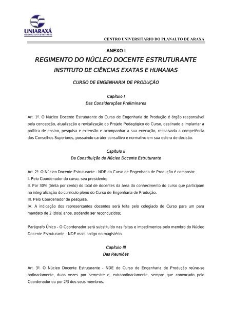 10 - PLANO DE DESENVOLVIMENTO INSTITUCIONAL - Uniaraxá