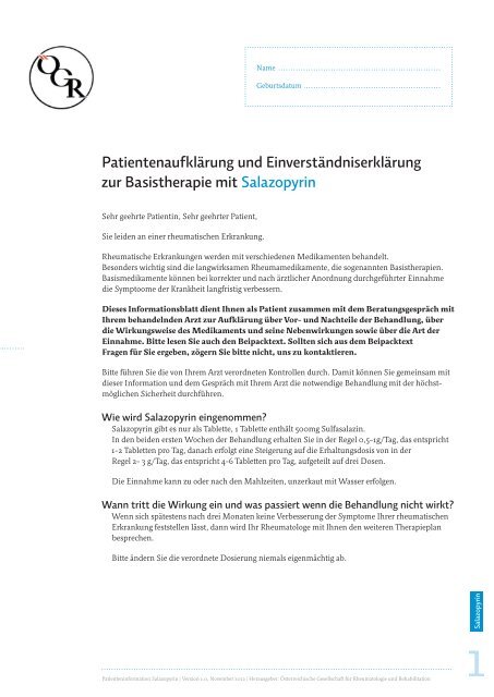 Patientenaufklärung und Einverständniserklärung zur ...