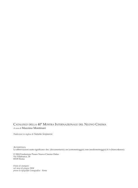 download document - Mostra internazionale del nuovo cinema