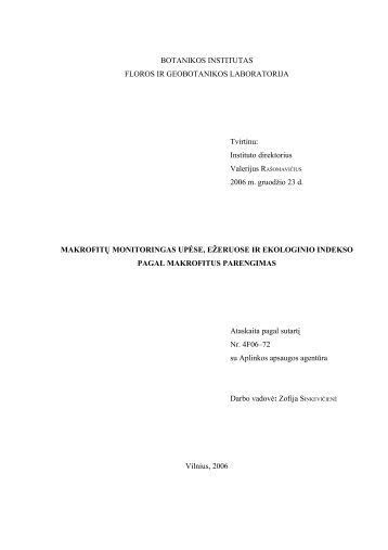 2006 metų tyrimų rezultatų analizės ataskaita - Aplinkos apsaugos ...