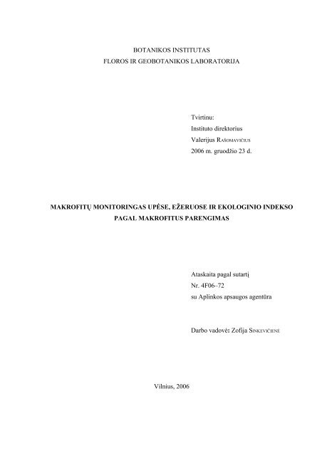 2006 metų tyrimų rezultatų analizės ataskaita - Aplinkos apsaugos ...