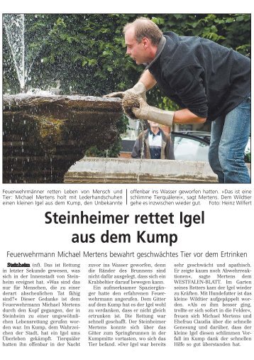 Steinheimer rettet Igel aus dem Kump - Stadt Steinheim