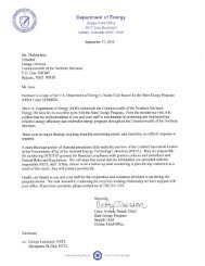 US Department of Energy Official Monitoring Trip Letter and Report