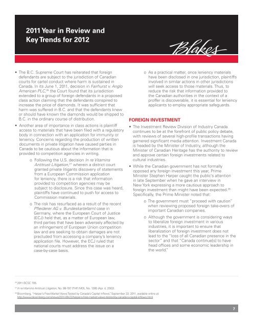 2011 Year in Review and Key Trends for 2012