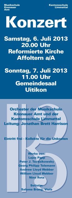 Orchesterkonzert juli 13 - Musikschule Knonaueramt