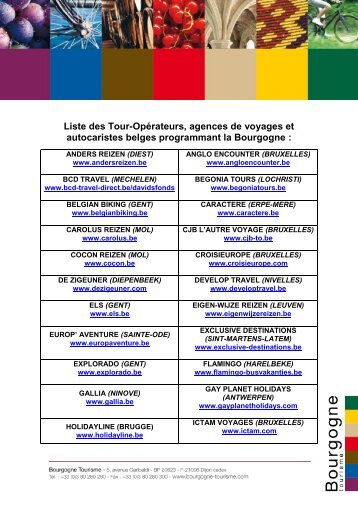 Liste des Tour-Opérateurs, agences de voyages et autocaristes ...