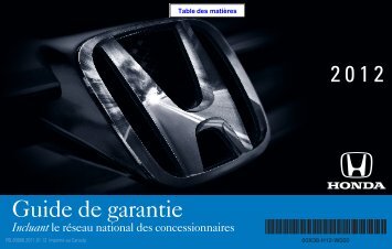 Guide de garantie - Honda Canada