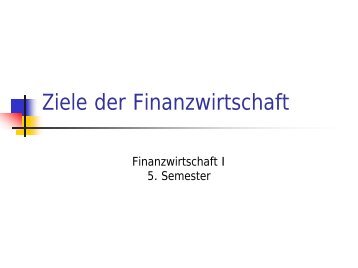 Ziele der Finanzwirtschaft - Hochschule Magdeburg-Stendal