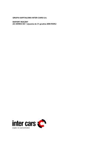 Roczne skonsolidowane sprawozdanie finansowe za ... - Inter Cars SA