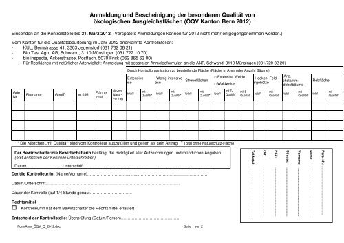 Anmeldung und Bescheinigung der besonderen - Kanton Bern