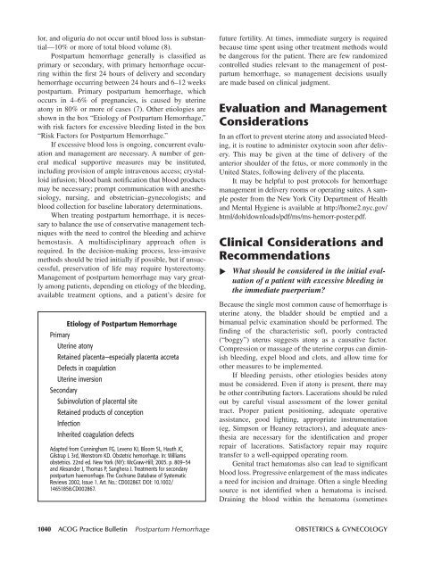 ACOG Practice Bulletin No. 76: Postpartum Hemorrhage