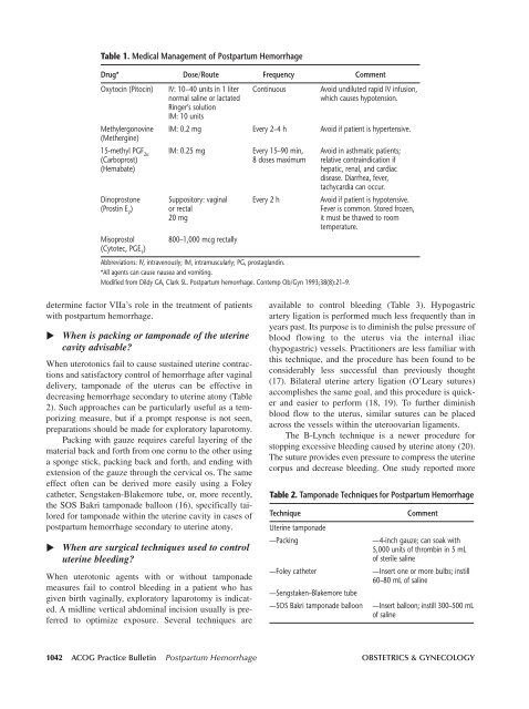 ACOG Practice Bulletin No. 76: Postpartum Hemorrhage