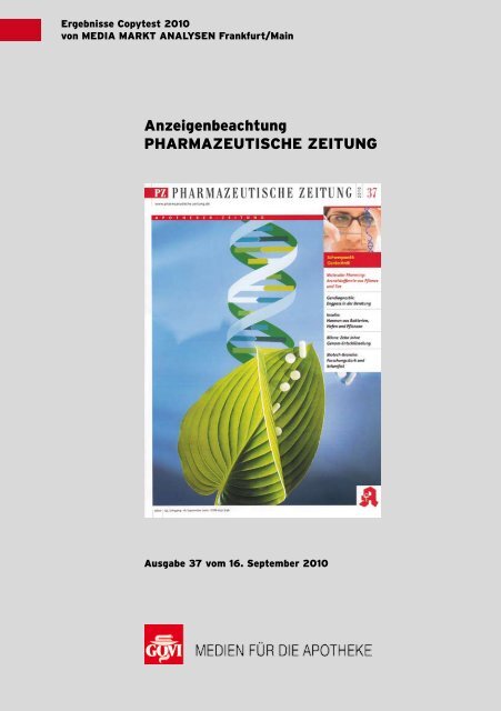 Anzeigenbeachtung PHARMAZEUTISCHE ZEITUNG - Govi-Verlag