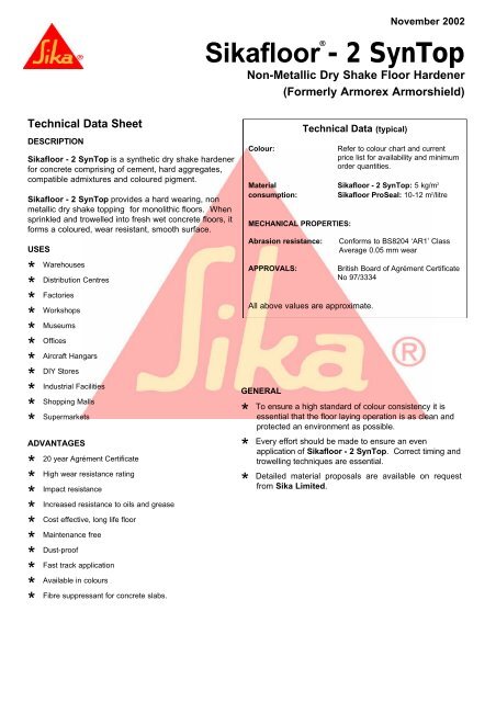 Sika Colour Chart