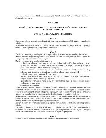 Metroloski zahtjevi za mjerila.pdf - Zavod za metrologiju Crne Gore