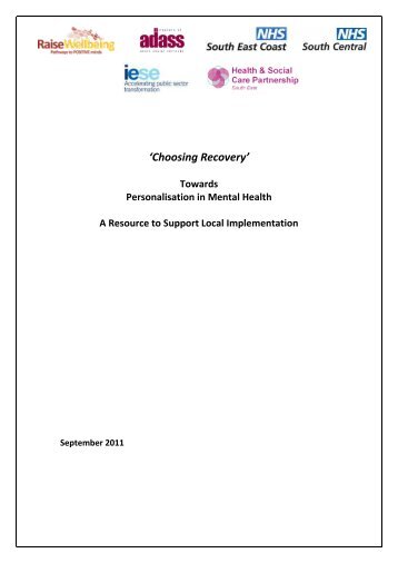 'Choosing Recovery' Towards Personalisation in Mental Health (pdf ...