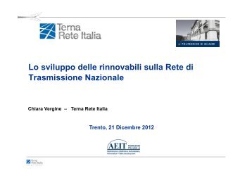 Sviluppo delle rinnovabili sulla rete di trasmissione nazionale