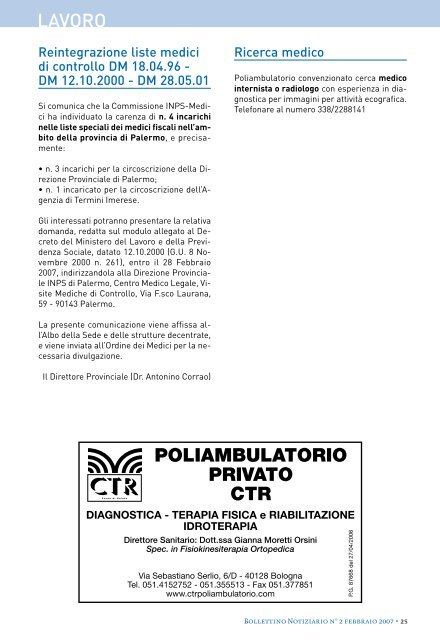 Febbraio 2007 - Ordine dei Medici di Bologna