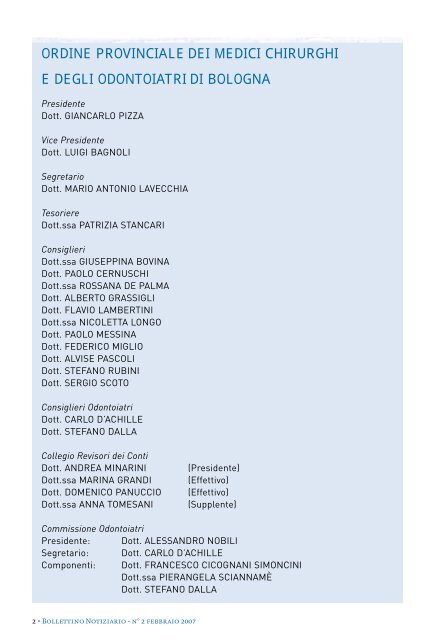 Febbraio 2007 - Ordine dei Medici di Bologna