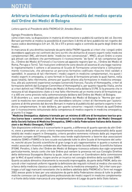 Febbraio 2007 - Ordine dei Medici di Bologna