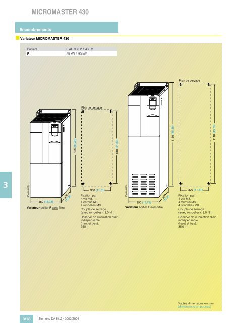 Catalogue SIEMENS Variateurs Micromaster - MIDI Bobinage