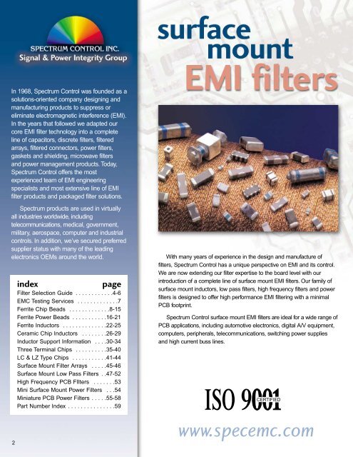 Surface Mount EMI Filter Catalog - Spectrum Control