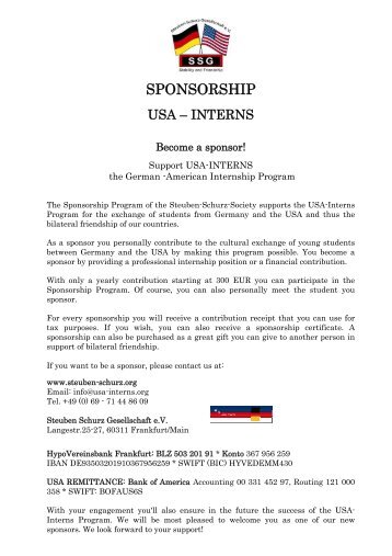 Sponsorship Form - Steuben-Schurz-Gesellschaft