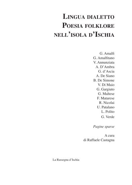 lingua dialetto poesia folklore nell'isola d'ischia - La Rassegna d'Ischia