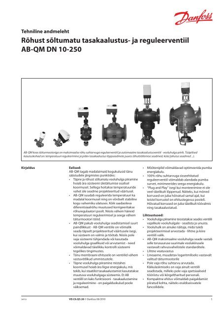 RÃµhust sÃµltumatu tasakaalustus- ja reguleerventiil AB-QM ... - Danfoss