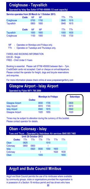 Area Transport Guide for Islay and Jura Issue 18 (29 March 2013)