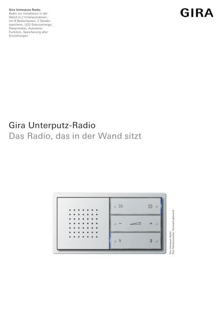Gira Unterputz-Radio Das Radio, das in der Wand sitzt
