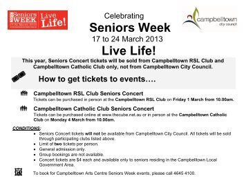 Seniors Week Calendar of Events 2013 - Campbelltown City Council