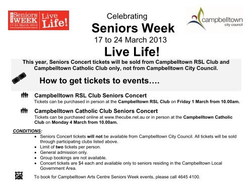 Seniors Week Calendar of Events 2013 - Campbelltown City Council