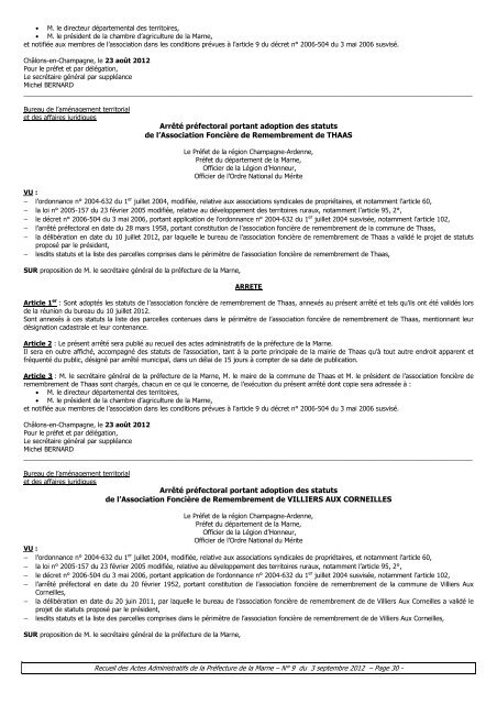 Recueil 9-2012 du 3 septembre - 7,51 Mb - PrÃ©fecture de la Marne