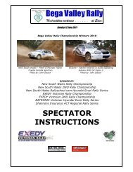 SPECTATOR INSTRUCTIONS - Bega Valley Rally