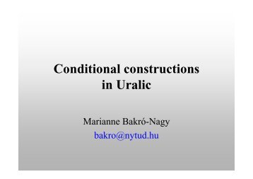 Conditional constructions in Uralic