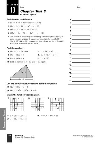 Review C Ch. 10 - NOHS Teachers