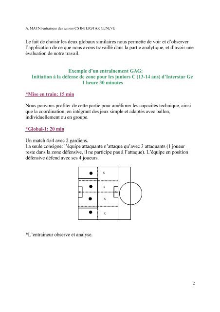 Football des juniors GAG Â«Global-1- Analytique ... - EntraÃ®neur de foot