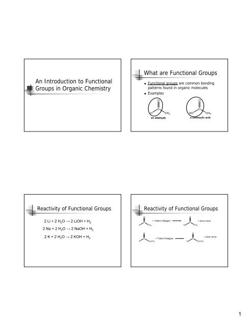 An Introduction to Functional Groups in Organic Chemistry What are ...