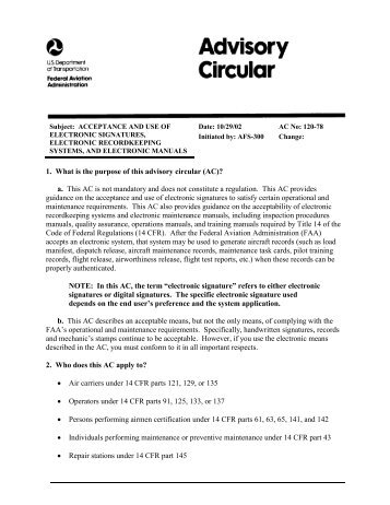 FAA Advisory Circular 120-78 - AircraftLogs