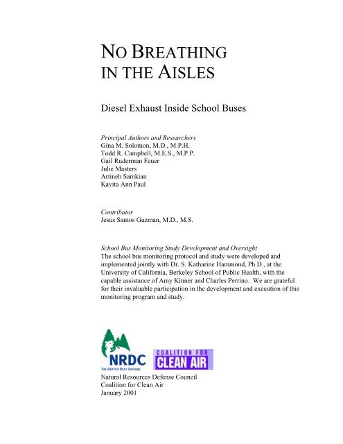 NRDC: No Breathing in the Aisles: Diesel Exhaust Inside School ...