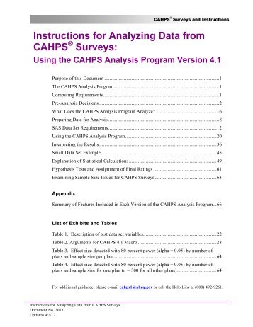 Instructions for Analyzing Data from CAHPS Surveys