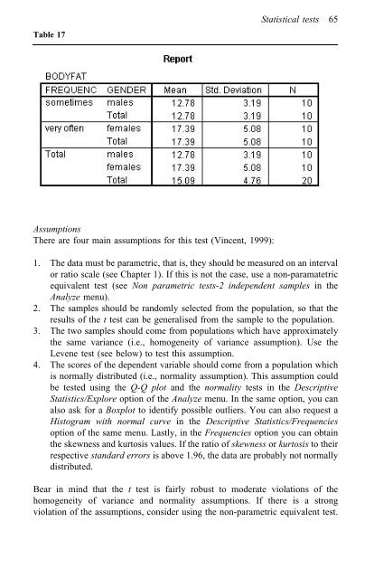 A Step by Step Guide for SPSS and Exercise Studies